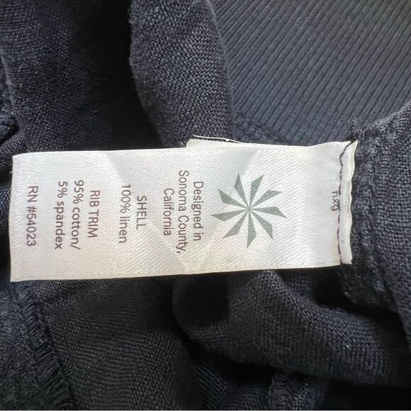 Athleta 100% Linen Skirt Navy Pull On Stretch Waist Drawstring Pockets Size 4 - Picture 5 of 6